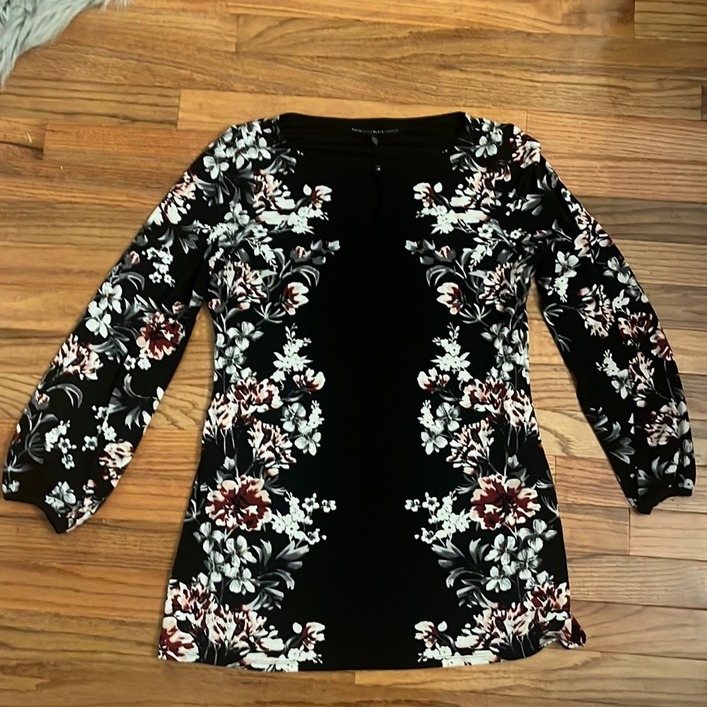 WHBM - black and floral tunic